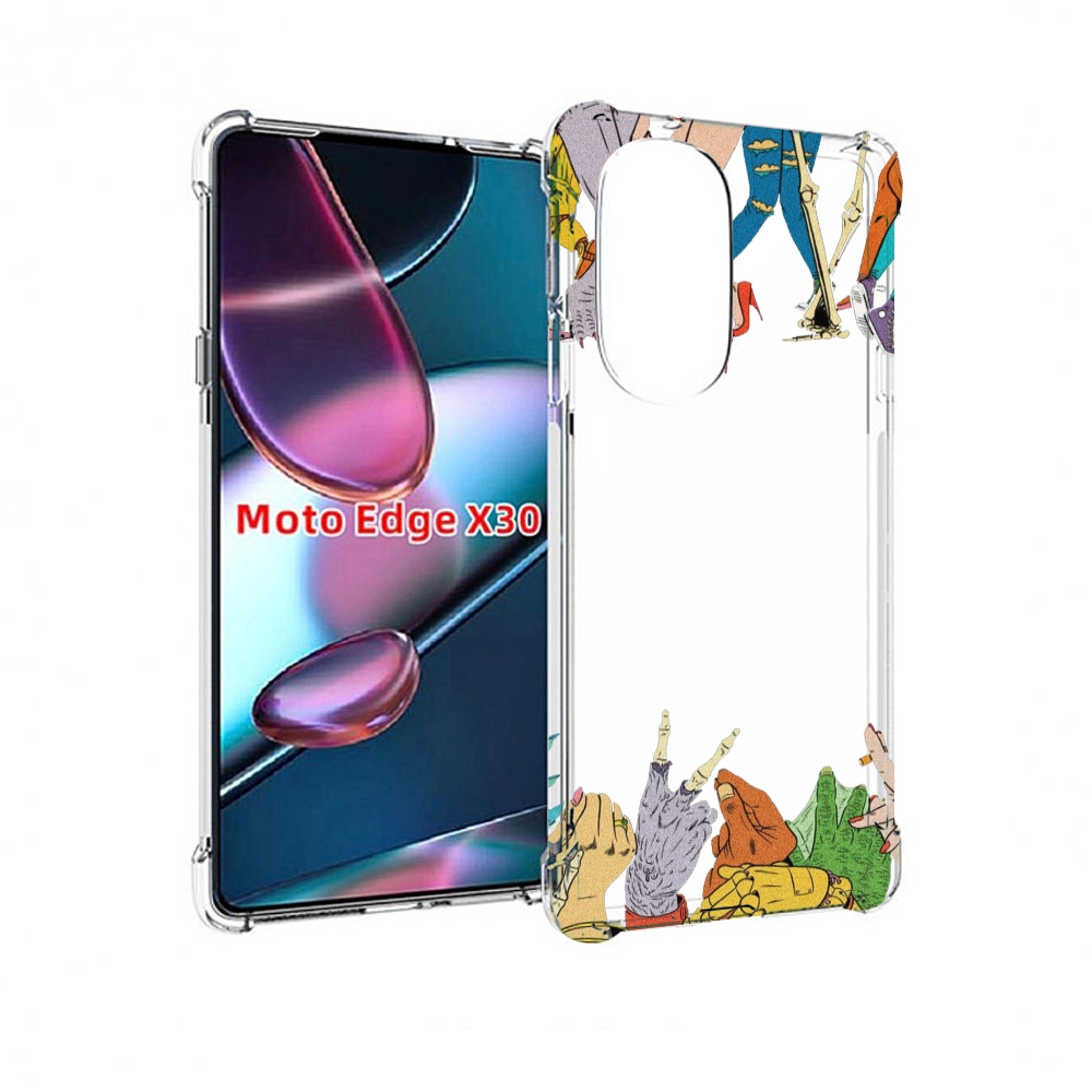 

Чехол MyPads разные персонажи пальчики для Motorola Moto Edge X30, Прозрачный, Tocco