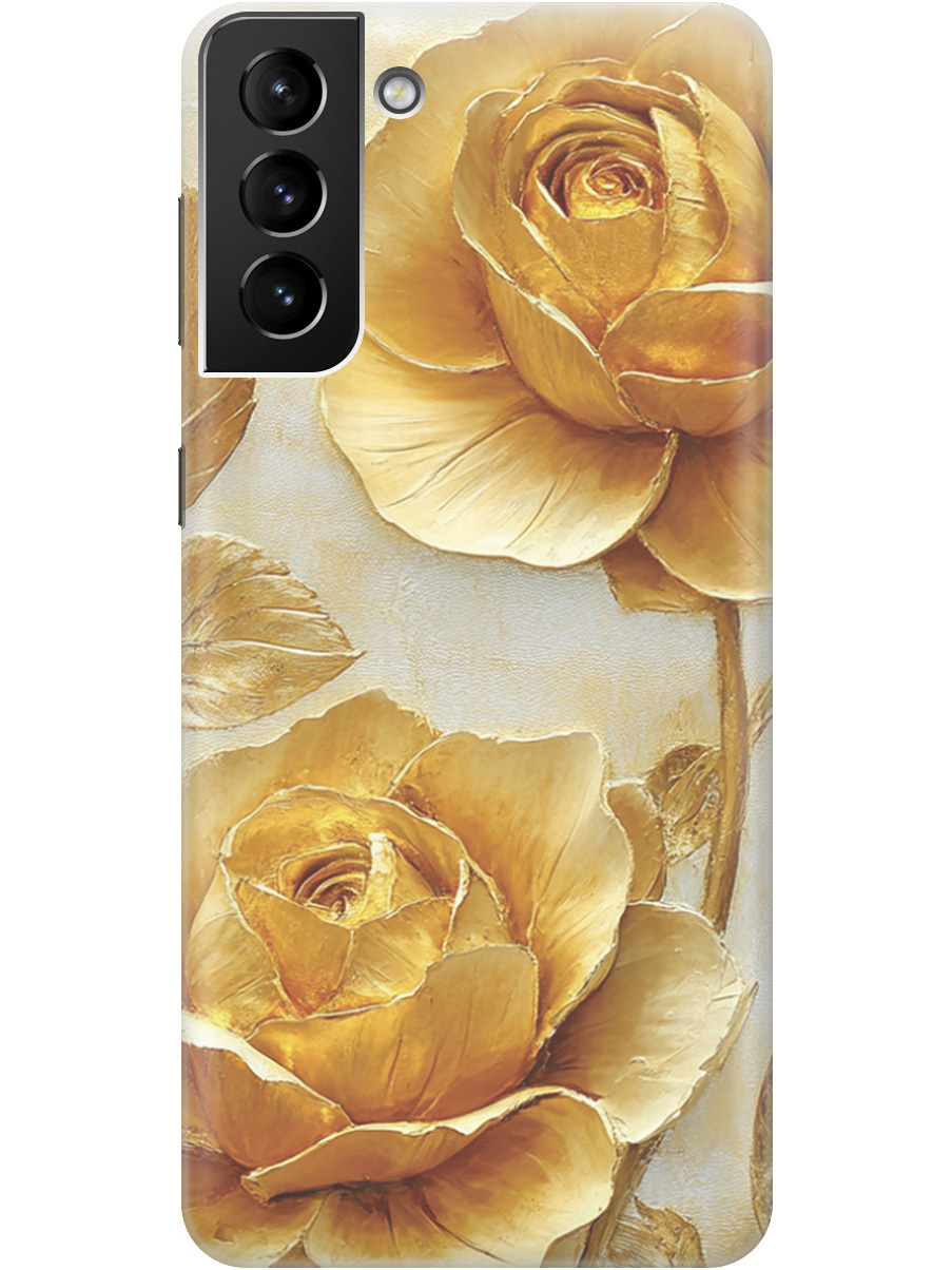 

Силиконовый чехол на Samsung Galaxy S21+ с принтом "Золотые розы", Прозрачный;золотистый;белый, 724127523