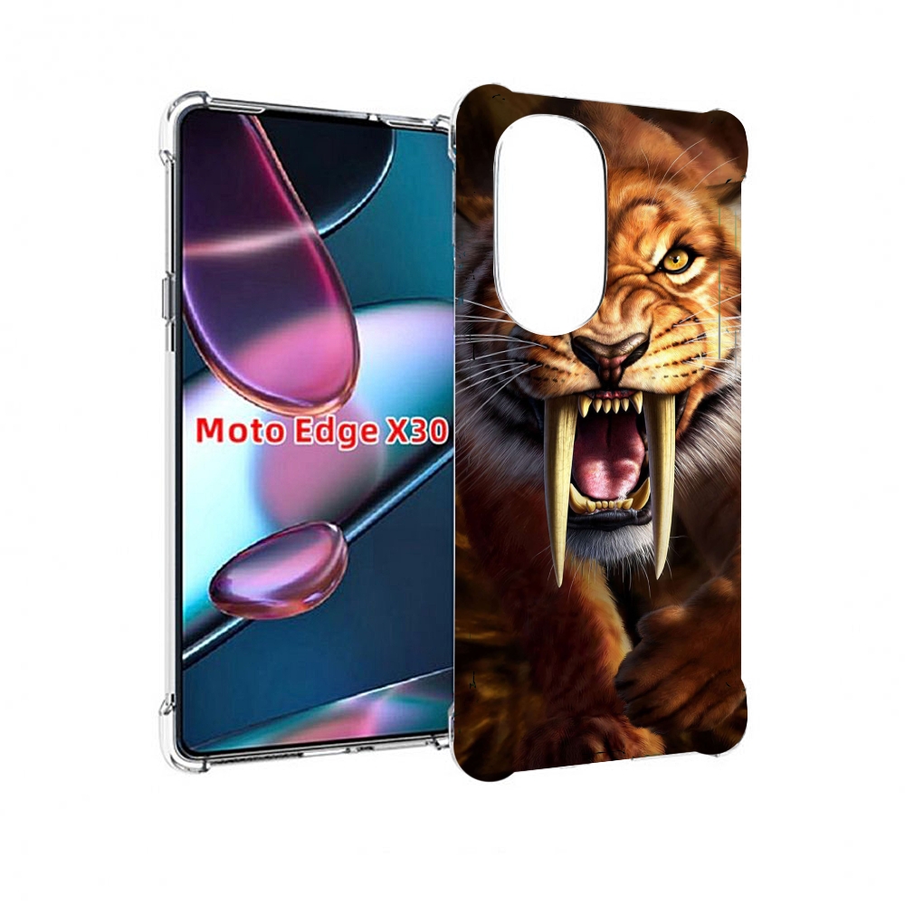 

Чехол MyPads саблезубый злой тигр для Motorola Moto Edge X30, Прозрачный, Tocco
