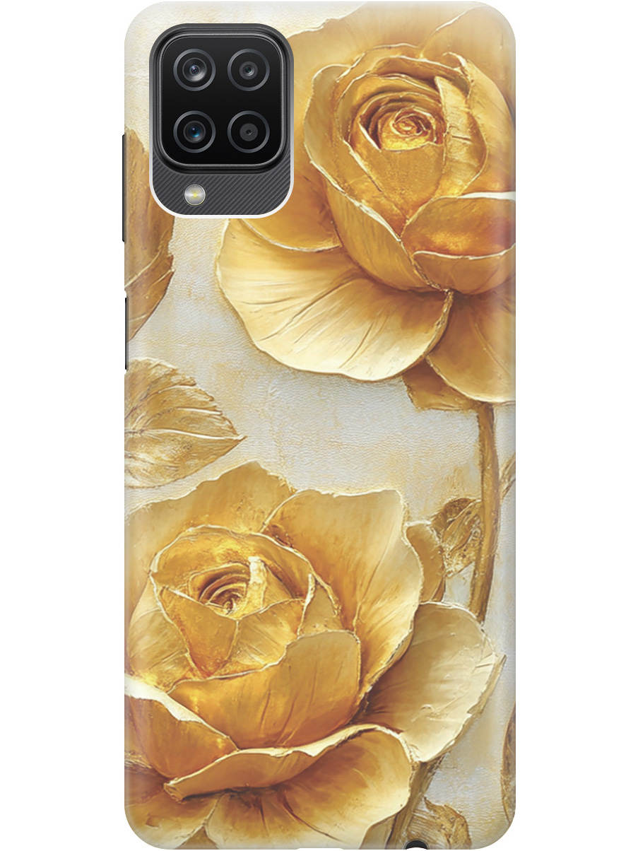 

Силиконовый чехол на Samsung Galaxy A12 / M12 с принтом "Золотые розы", Прозрачный;золотистый;белый, 723602823