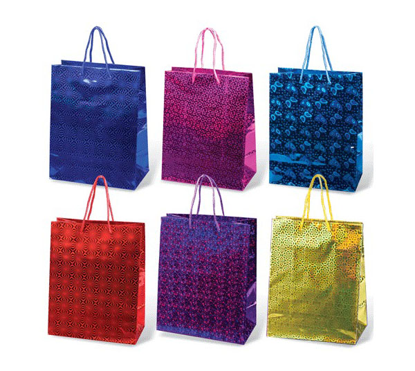Пакет подарочный Grandgift ламинированный 18х23х10 см голографический цвет ассорти