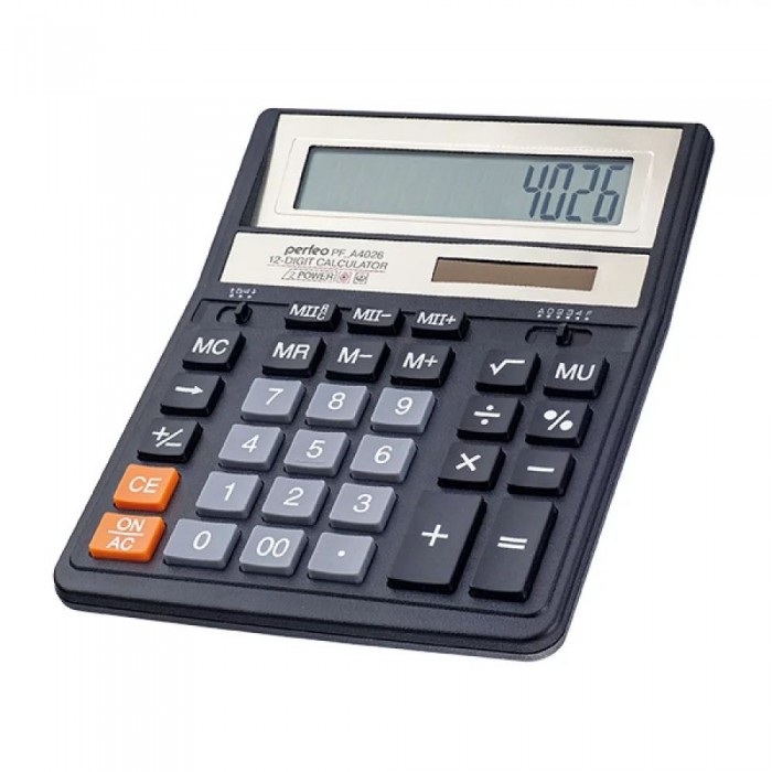 Perfeo калькулятор PF_A4026, бухгалтерский, 12-разр., черный