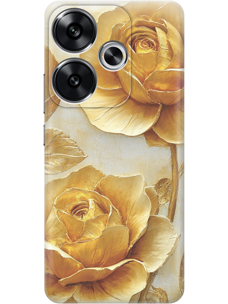 

Силиконовый чехол на Xiaomi Redmi Turbo 3 / Poco F6 с принтом "Золотые розы", Прозрачный;золотистый;белый, 783980823