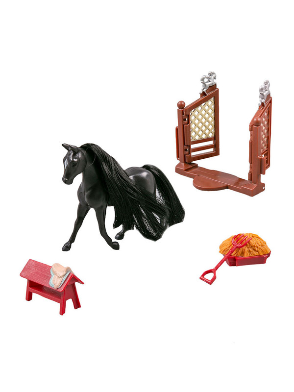 фото Игровой набор lanard лошадка и аксессуары, черная 9,5см, royal breeds 85105/2