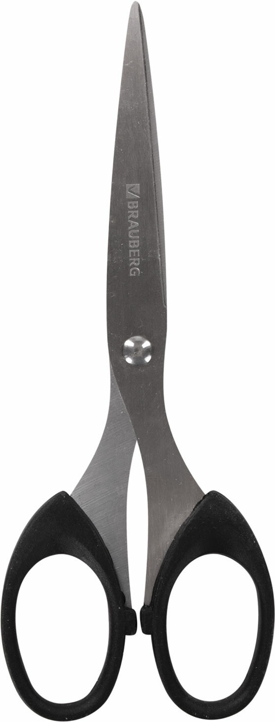 Ножницы Brauberg СlassiС 230933, 160мм, классической формы, чёрные, 2-х сторонняя заточка