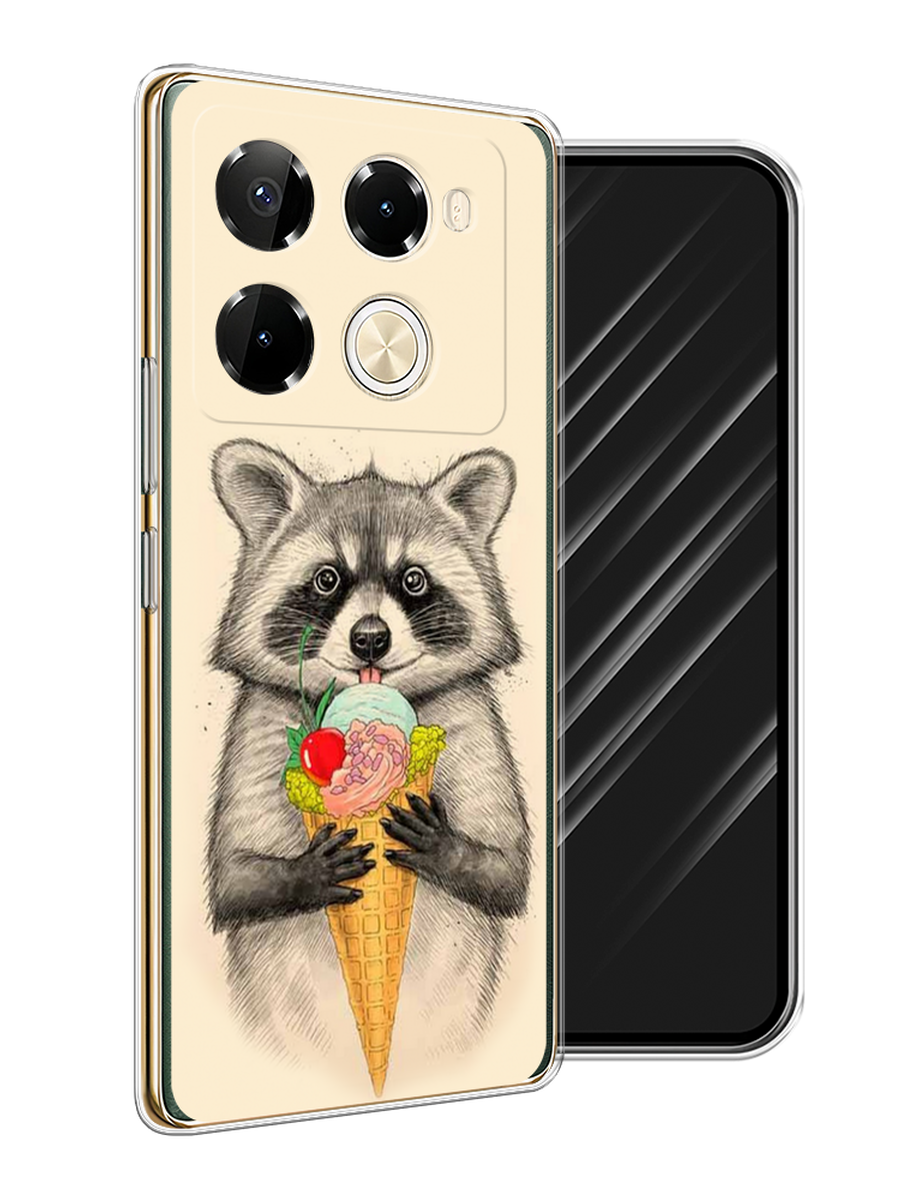 

Чехол Awog на Infinix Note 40 Pro 5G/Note 40 Pro Plus "Енот с мороженым", Бежевый;серый, 3105950-1