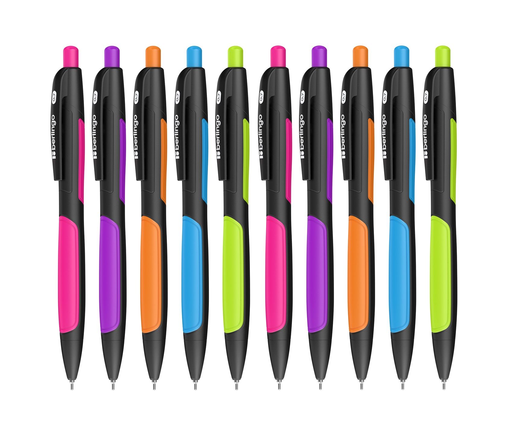 

10 шт Ручка шариковая автоматическая Berlingo Color Zone 2 синяя, 0,7 мм, корпус ассорти