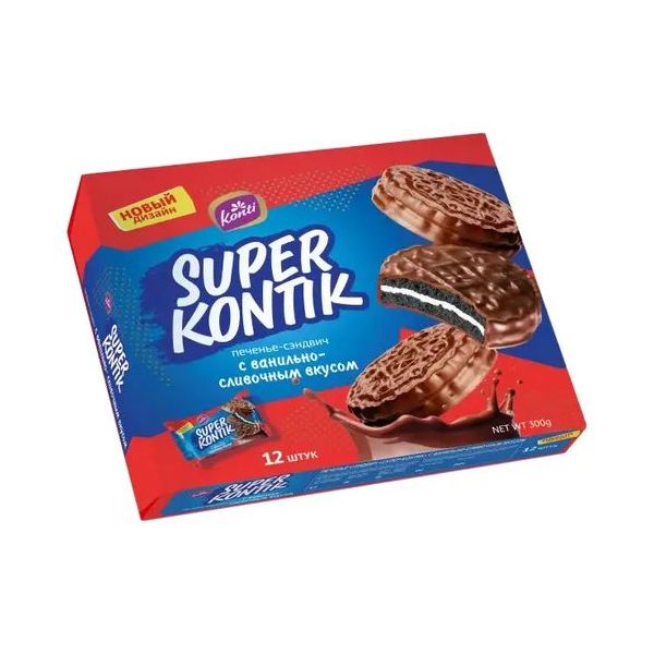 Печенье-сэндвич Konti Супер-Контик с ванильно-сливочным вкусом 150 г