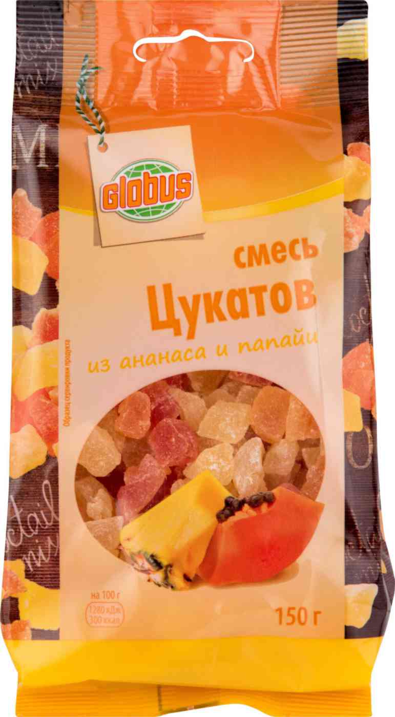 

Цукаты смесь Globus из ананаса и папайи 150 г