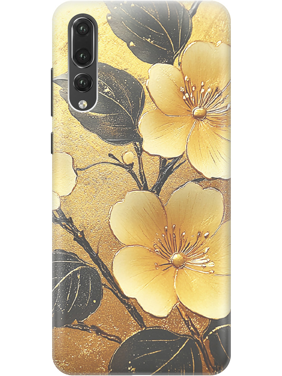 

Силиконовый чехол на Huawei P20 Pro с принтом "Цветы и золото", Прозрачный;желтый;черный, 717872324