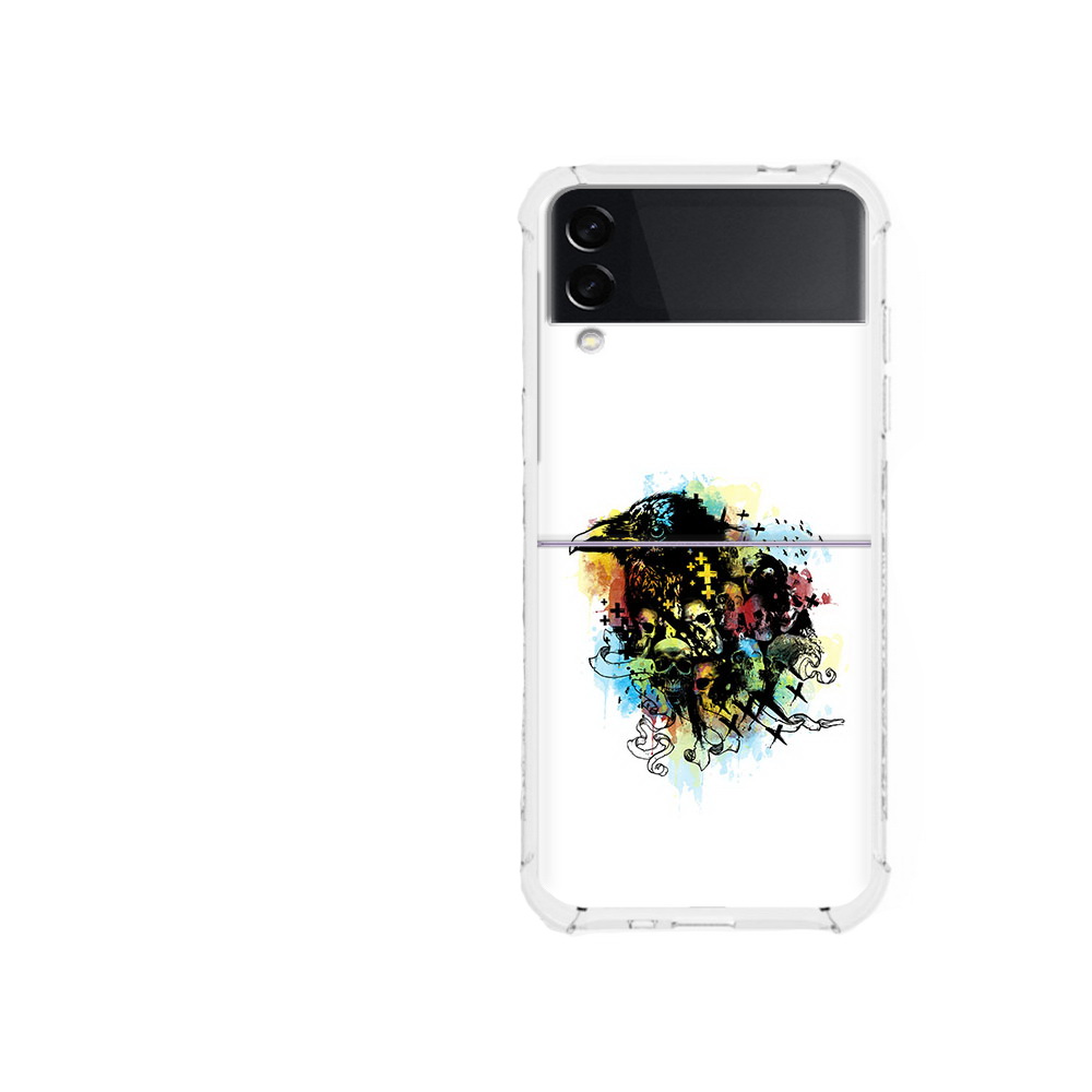 

Чехол MyPads Tocco для Samsung Galaxy Z Flip 3 ворон и черепа (PT226934.584.273), Прозрачный, Tocco
