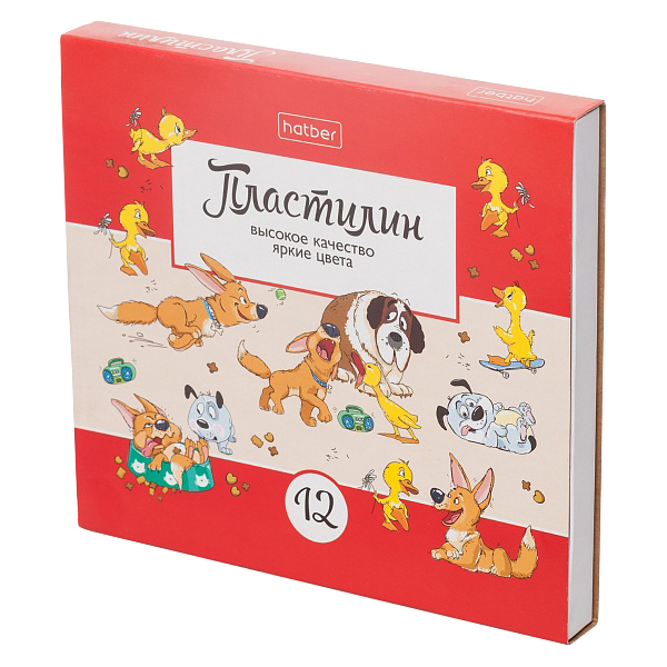Пластилин для лепки Hatber 180 г 12 цветов