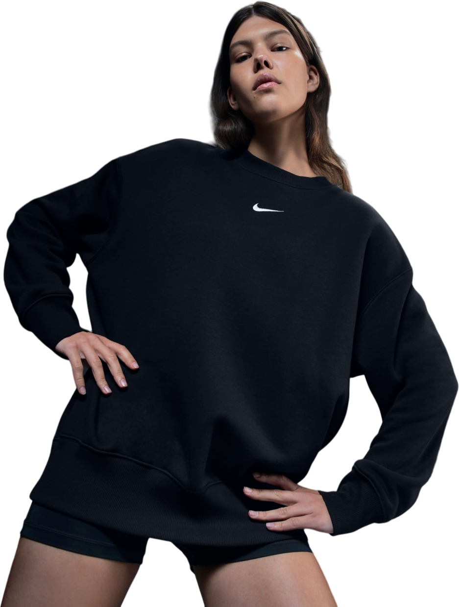 

Свитшот женский Nike W NSW PHNX FLC OS CREW черный XS, W NSW PHNX FLC OS CREW