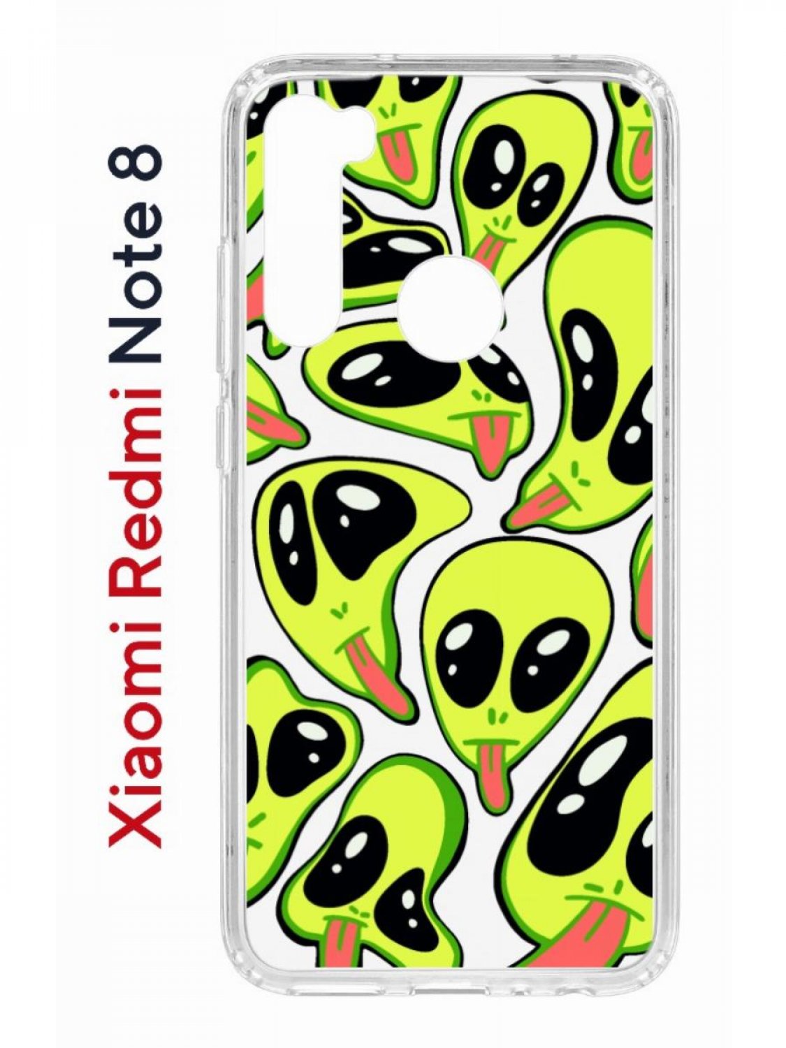 Чехол на Redmi Note 8 Kruche Print Инопланетянин,противоударный бампер,с защитой камеры