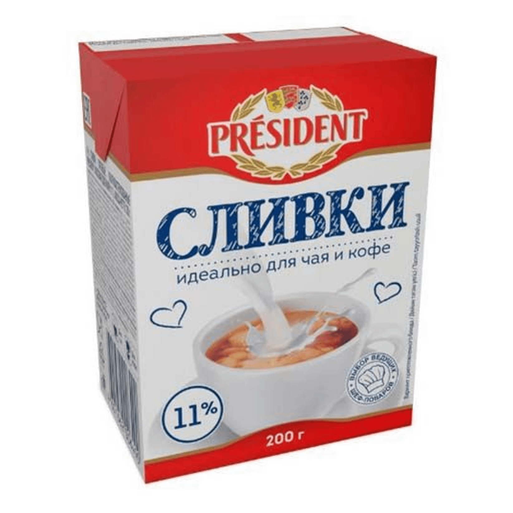 Сливки President питьевые ультрапастеризованные 11 200 г 90₽