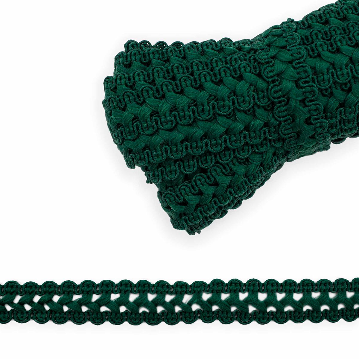 Тесьма вязаная отделочная Нудольская фабрика С818, 17 мм*10 м (т.зелёный)