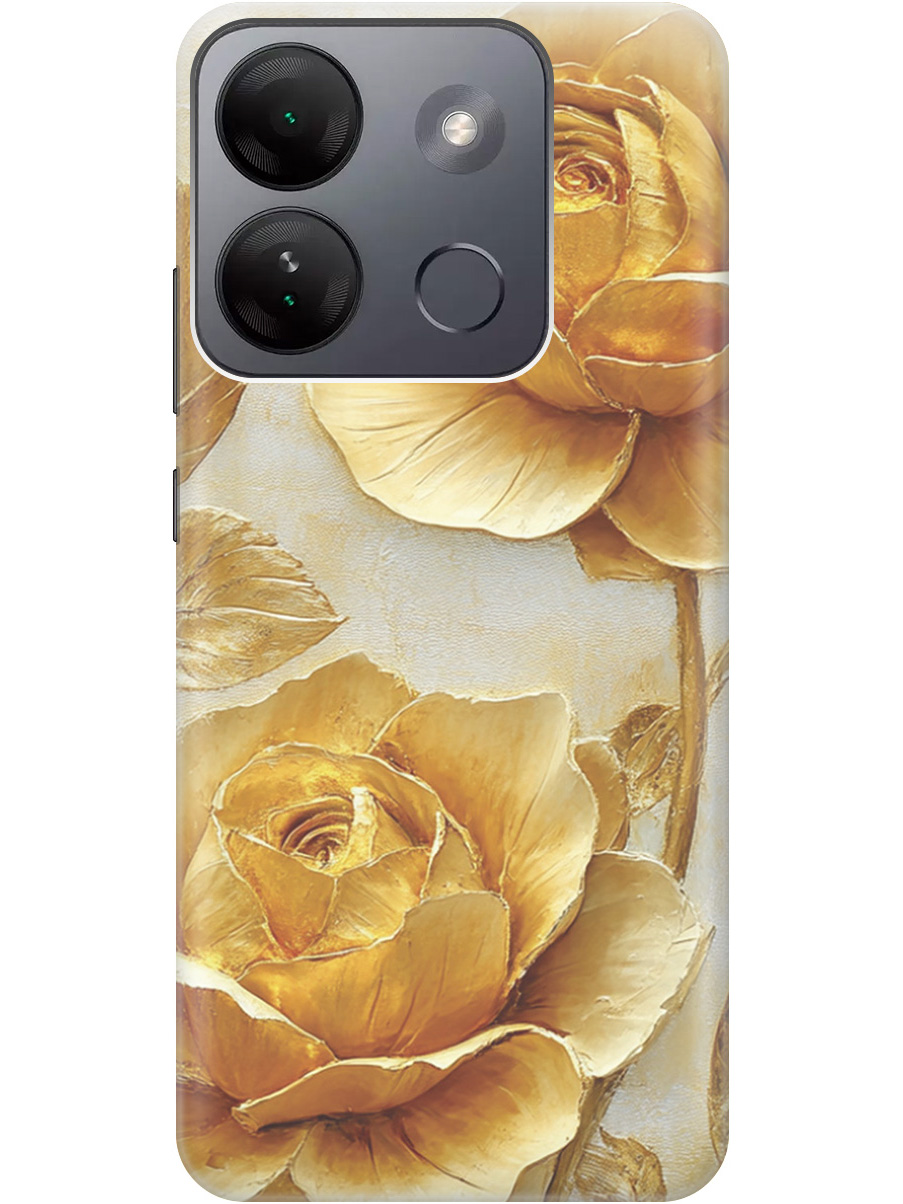 

Силиконовый чехол на Infinix Smart 7 HD с принтом "Золотые розы", Прозрачный;золотистый;белый, 769392023