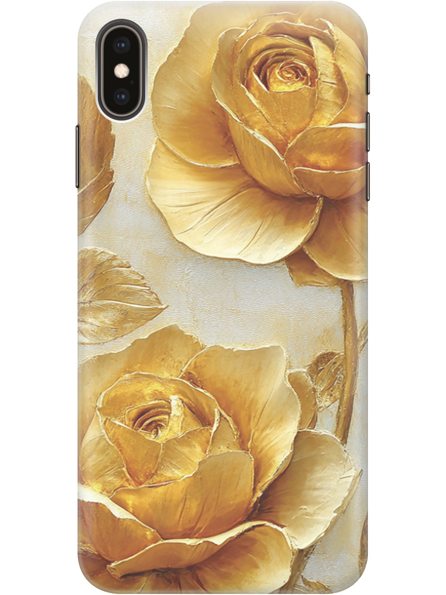 

Силиконовый чехол на Apple iPhone XS Max с принтом "Золотые розы", Прозрачный;золотистый;белый, 719086223