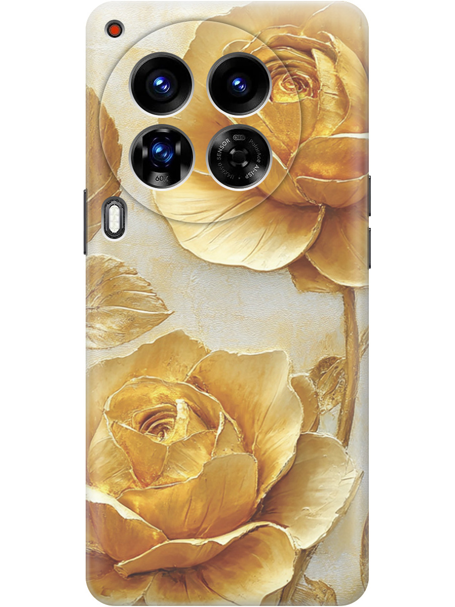 

Силиконовый чехол на Tecno Camon 30 Premier 5g с принтом "Золотые розы", 782633023