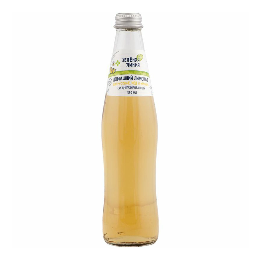Газированный напиток Зелёная линия лимонад со вкусом цитрусовых с медом и имбирем 0,35 л