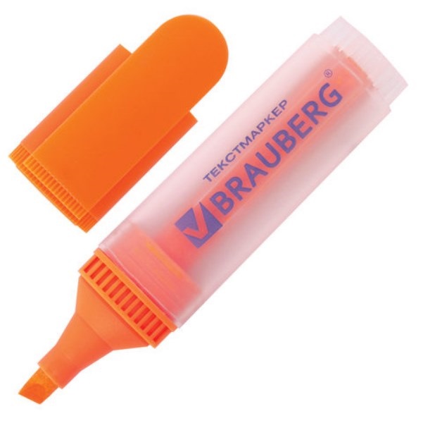 

Текстмаркер BRAUBERG FLUO, прозрачный корпус, скошенный наконечник 1-5 мм, оранжевый