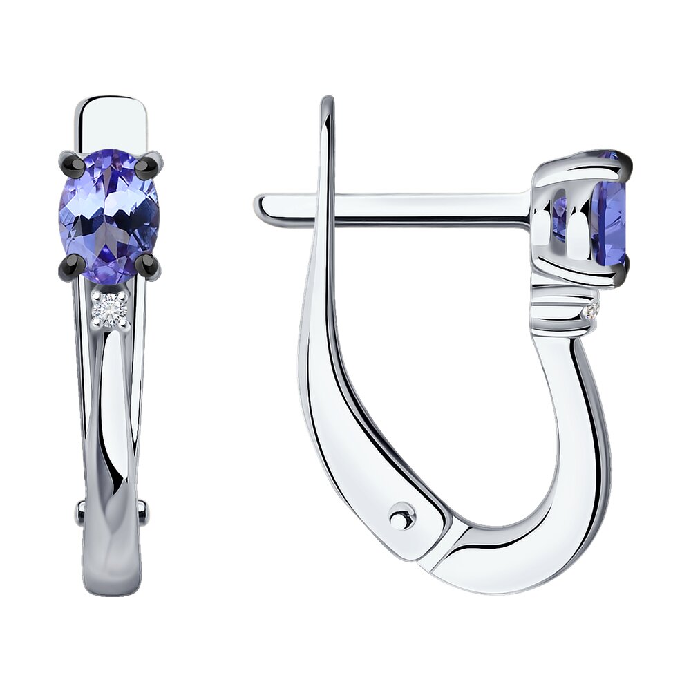 

Серьги из белого золота SOKOLOV Diamonds 6024297-3, бриллиант/танзанит, 6024297-3