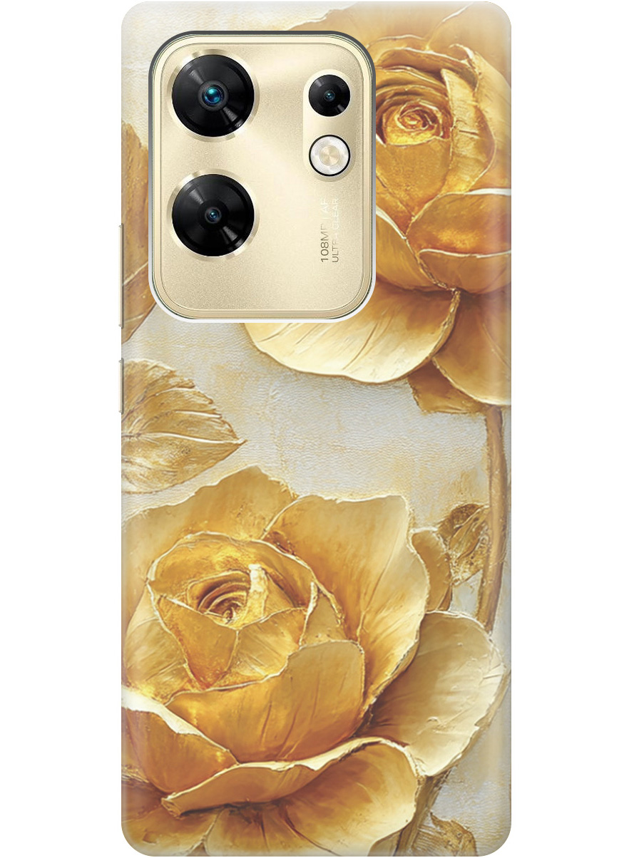 

Силиконовый чехол на Infinix Zero 30 4G с принтом "Золотые розы", Прозрачный;золотистый;белый, 778687923