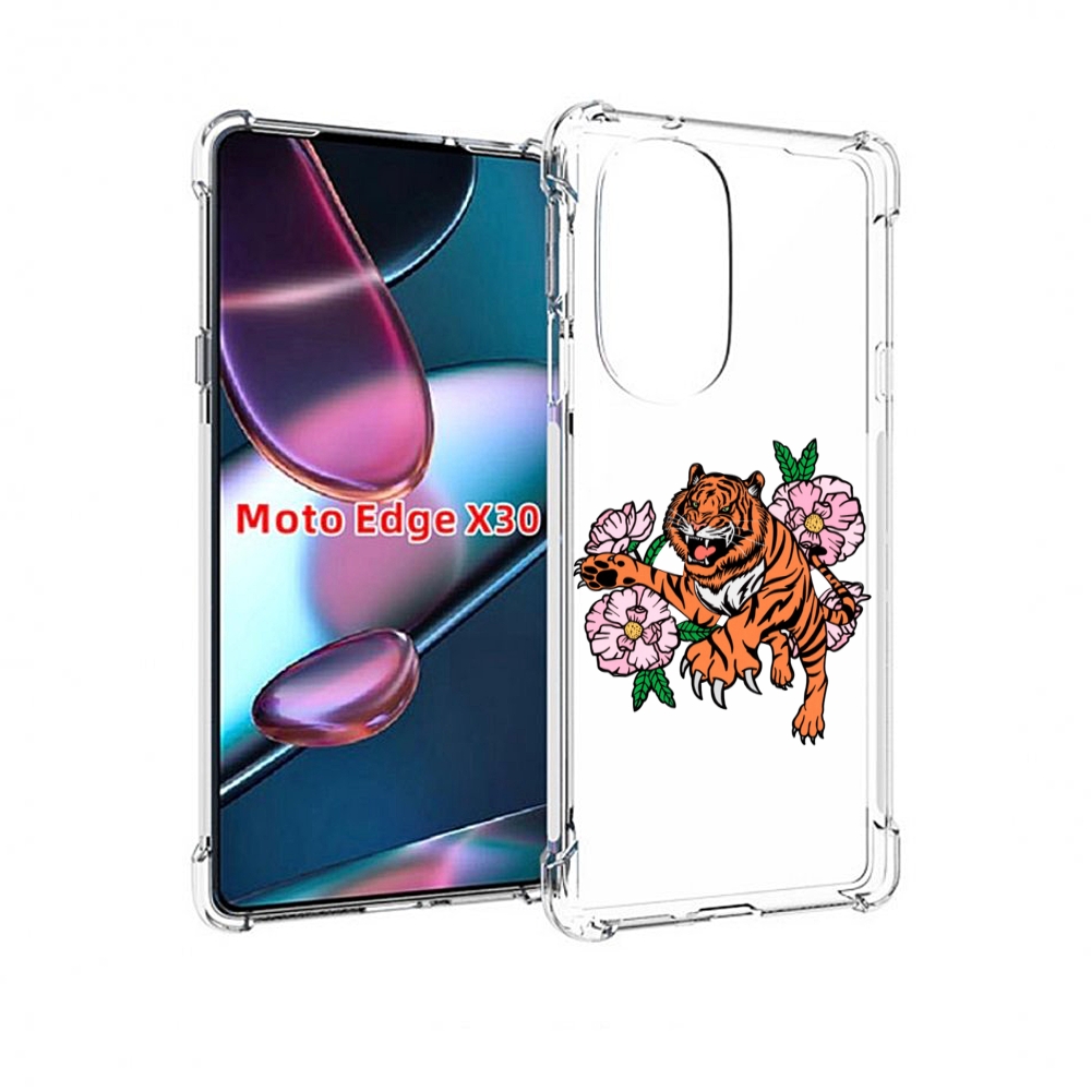 

Чехол MyPads тигры-цветочные для Motorola Moto Edge X30, Прозрачный, Tocco