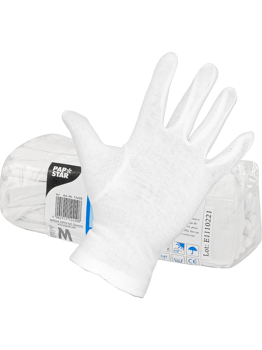 Перчатки Papstar L, 12 пар/уп белые защитные улучшенные перчатки s gloves