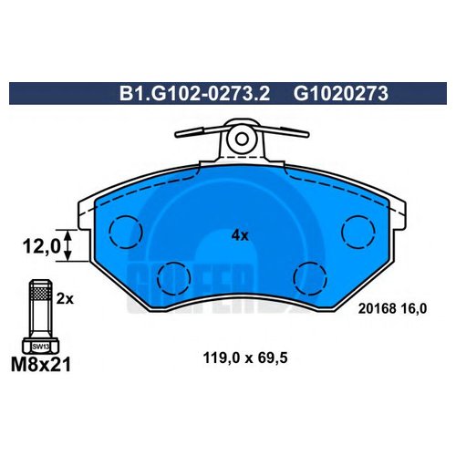 

Комплект передних тормозных колодок Galfer B1G10202732