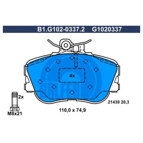 

Комплект передних тормозных колодок Galfer B1G10203372 для Mercedes C-CLASS S202,W202