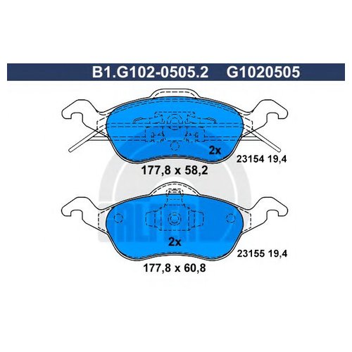 

Комплект передних тормозных колодок Galfer B1G10205052 для Ford Focus