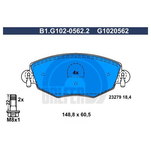 

Комплект передних тормозных колодок Galfer B1G10205622 для Ford Mondeo III; Jaguar X-Type
