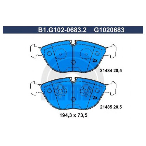

Комплект передних тормозных колодок Galfer B1G10206832