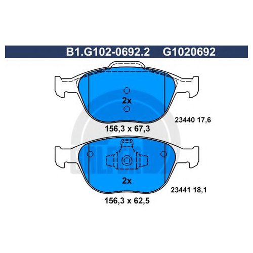 фото Комплект передних тормозных колодок galfer b1g10206922