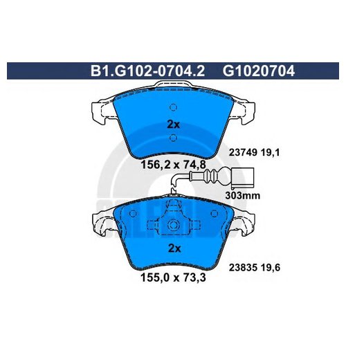 

Комплект передних тормозных колодок Galfer B1G10207042 для VW Touareg