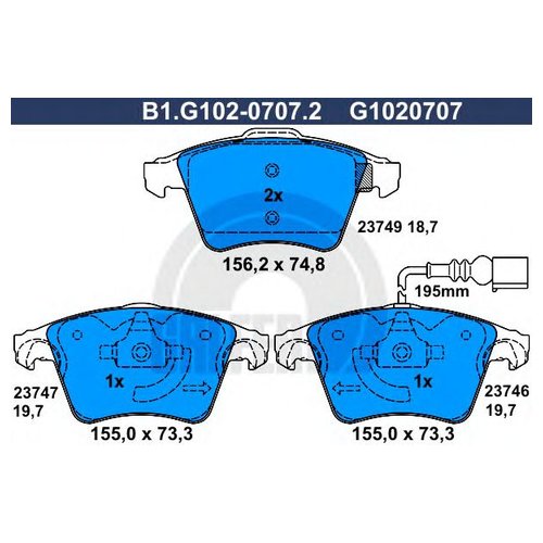 

Комплект передних тормозных колодок Galfer B1G10207072