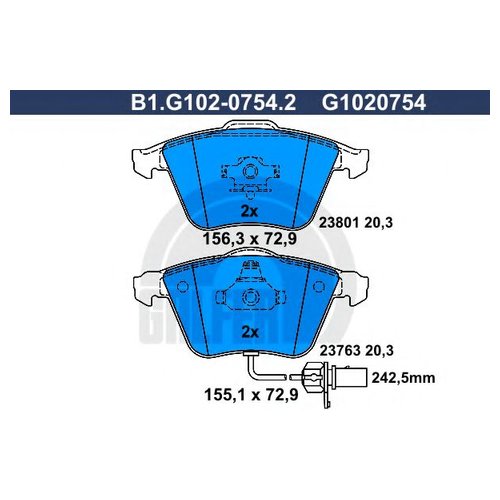 

Тормозные колодки GALFER передние B1G10207542