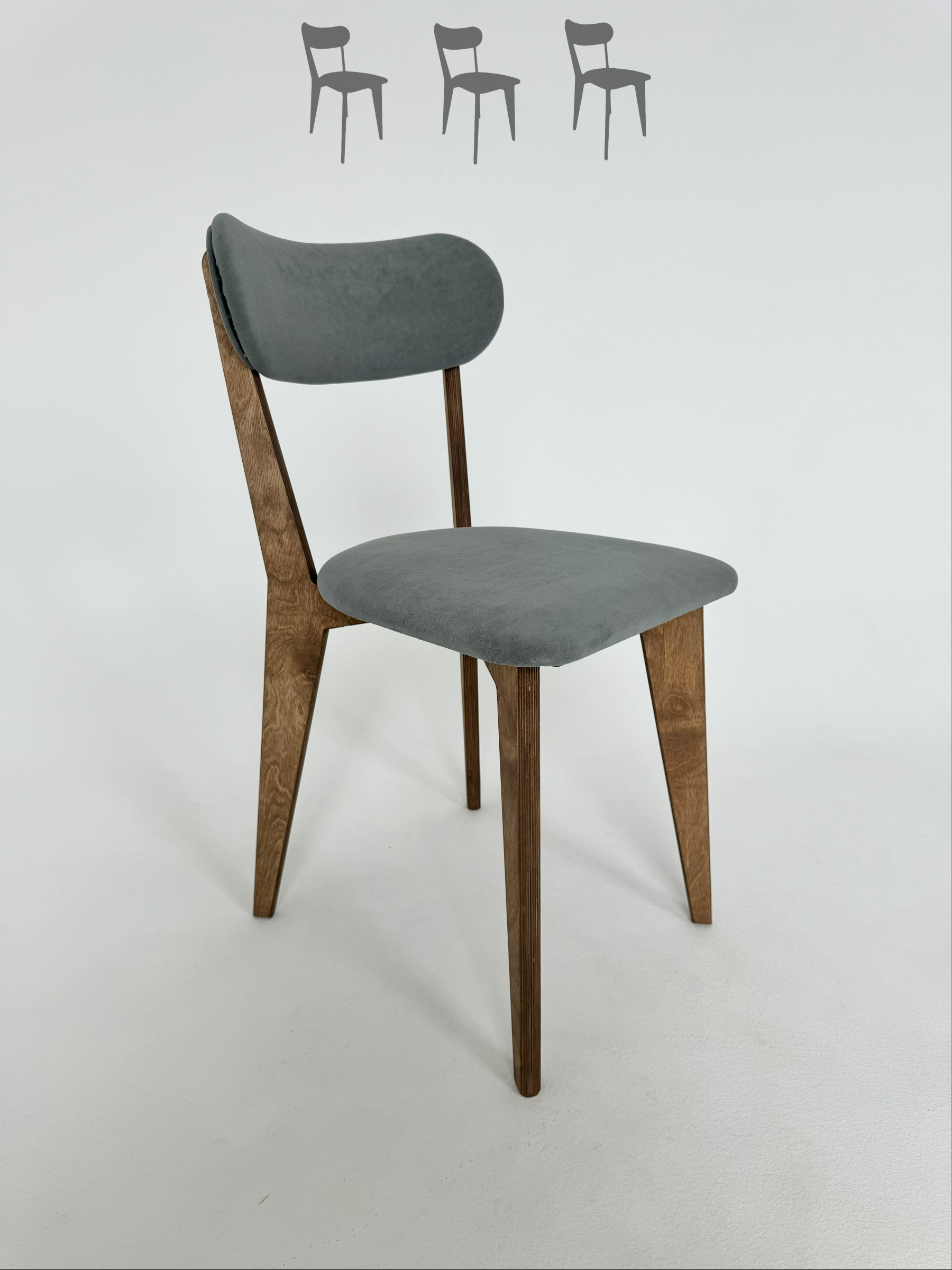 

Стулья SANYAK мягкие со спинкой, 3 шт, Серый, Стул изогнутый