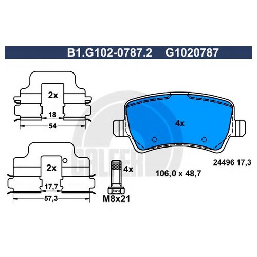 

Тормозные колодки GALFER задние B1G10207872
