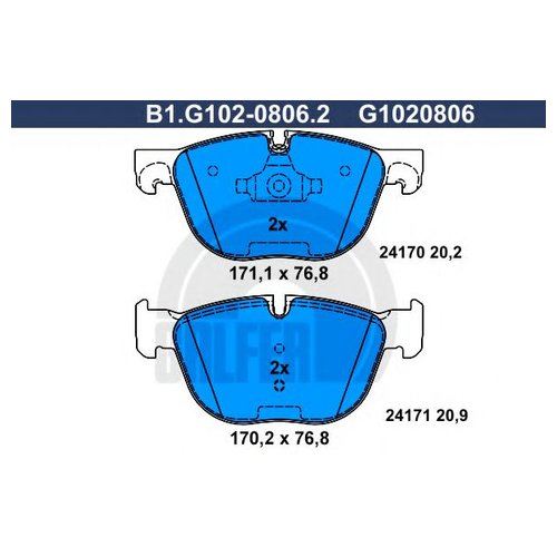

Комплект передних тормозных колодок Galfer B1G10208062