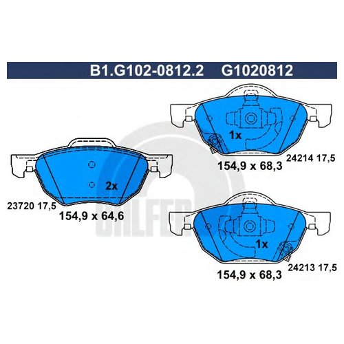 

Комплект передних тормозных колодок Galfer B1G10208122 для Honda Accord VII