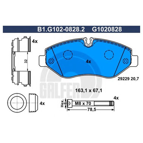

Комплект передних тормозных колодок Galfer B1G10208282