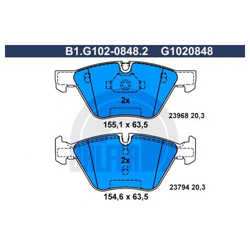 

Комплект передних тормозных колодок Galfer B1G10208482