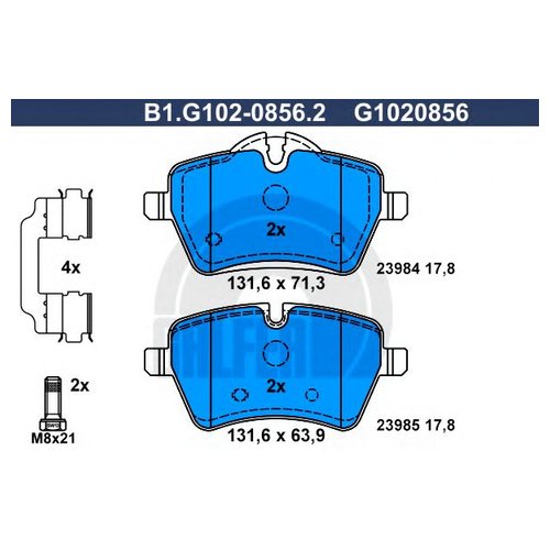 

Комплект передних тормозных колодок Galfer B1G10208562