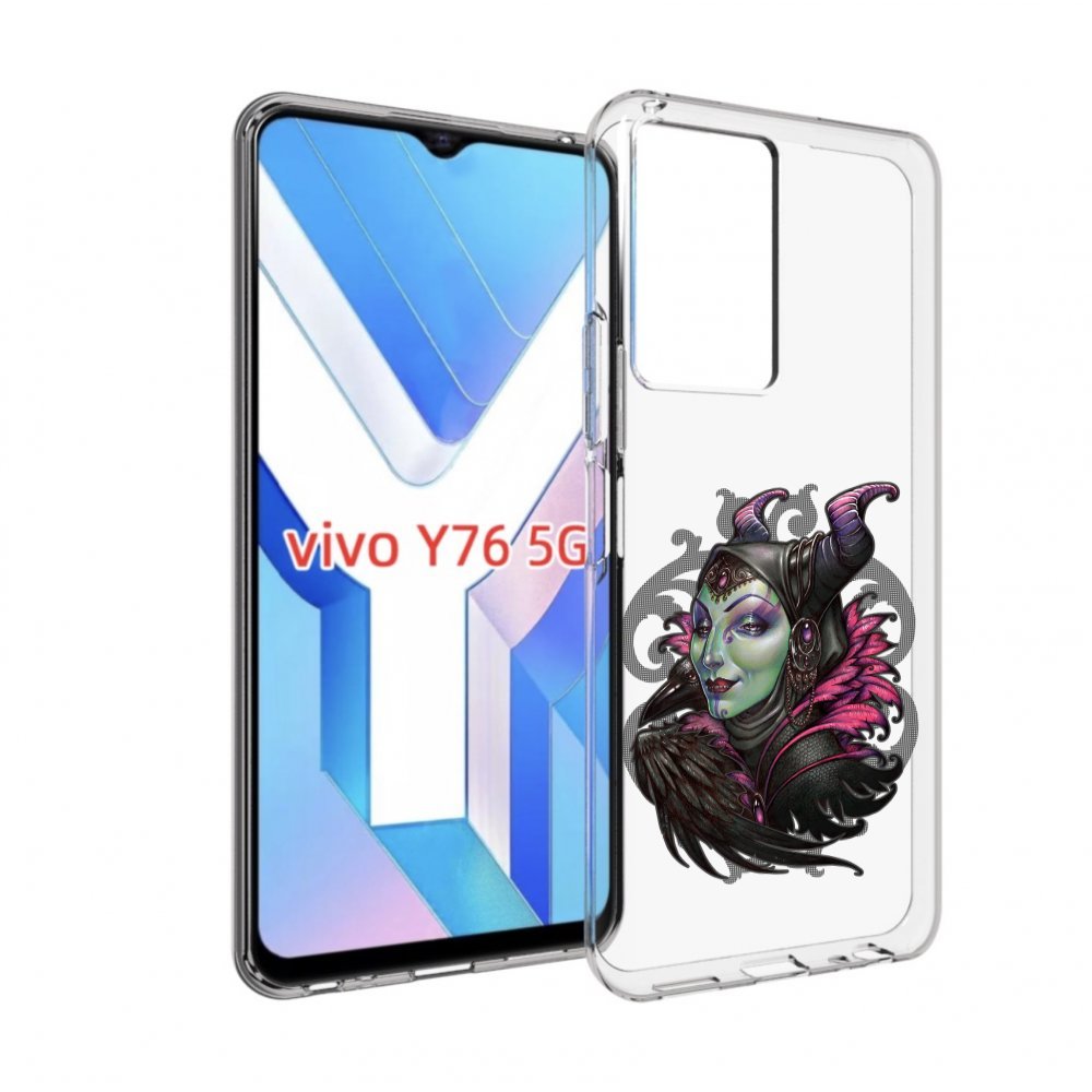 

Чехол MyPads зеленая девушка с вороном для Vivo Y76 5G, Прозрачный, Tocco