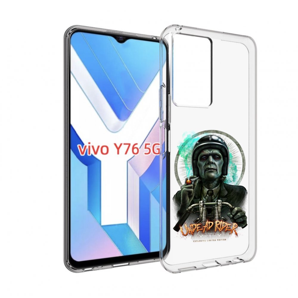 

Чехол MyPads зеленый мужчина с сигаретой на мотоцикле для Vivo Y76 5G, Прозрачный, Tocco
