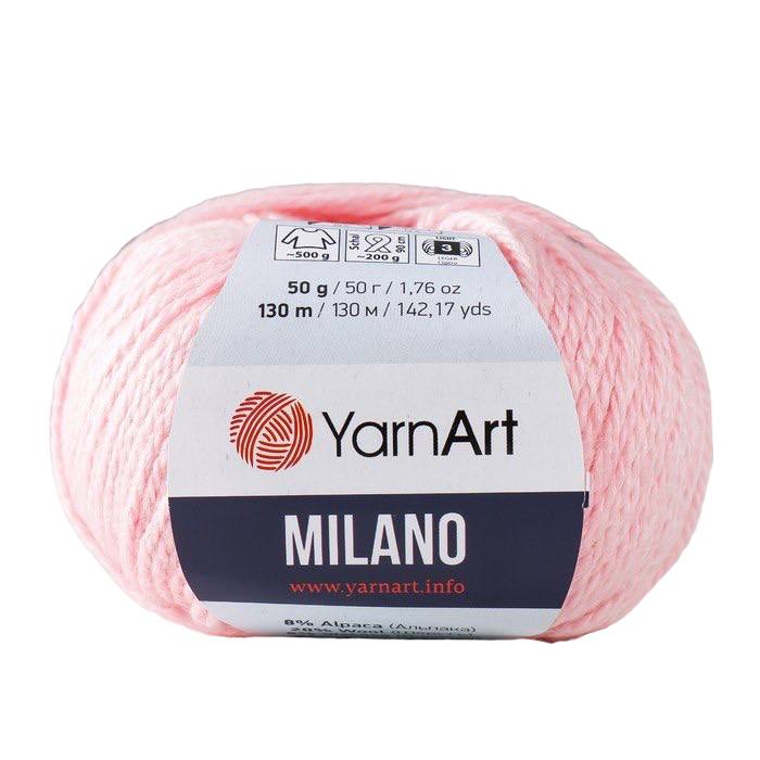 

Пряжа YarnArt Milano 130 м, 1 шт 50 г, 859 розовый, "Milano" 8% альпака, 20% шерсть, 8% вискоза, 64% акрил 130 м, 1 шт, 50 г, 859 розовый