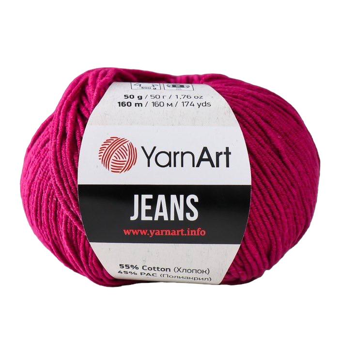 

Пряжа YarnArt Jeans 55% хлопок, 45% акрил 160 м, 1 шт, 50 г, 91, Розовый, "Jeans" 55% хлопок, 45% акрил 160 м, 1 шт, 50 г, 91