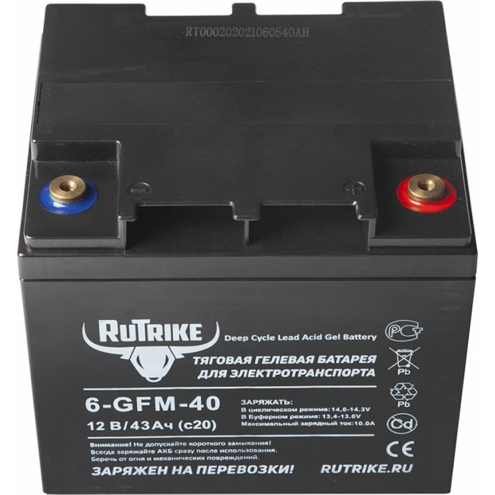 

Rutrike Тяговый аккумулятор 6-GFM-40 (12V43A/H C20) 023278